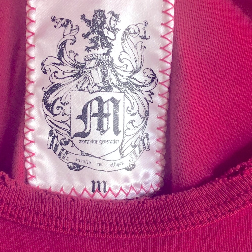 Vintage Pink with Silver Foil Emblem Morphine Generation distressed T-shirt - Picture 4 of 5
